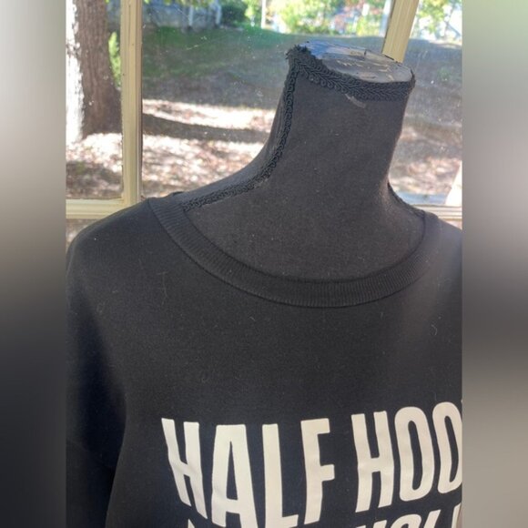 SHEIN Black Crew Neck Sweatshirt With “ Half Hood Half Holy” Design Size XL - Picture 4 of 7